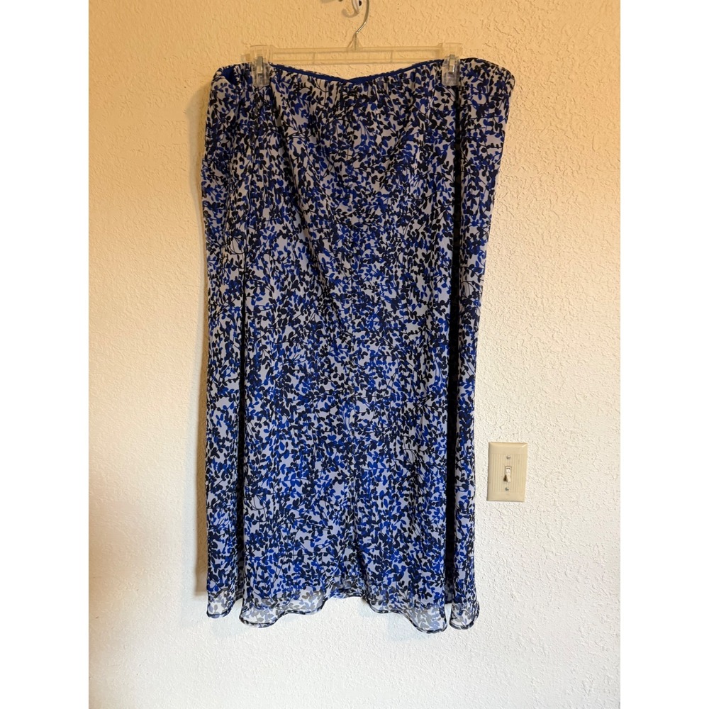 Cato Woman Blue Black Leaf Print Chiffon Blouse and Maxi Skirt Set 26/28W Plus - Picture 7 of 14